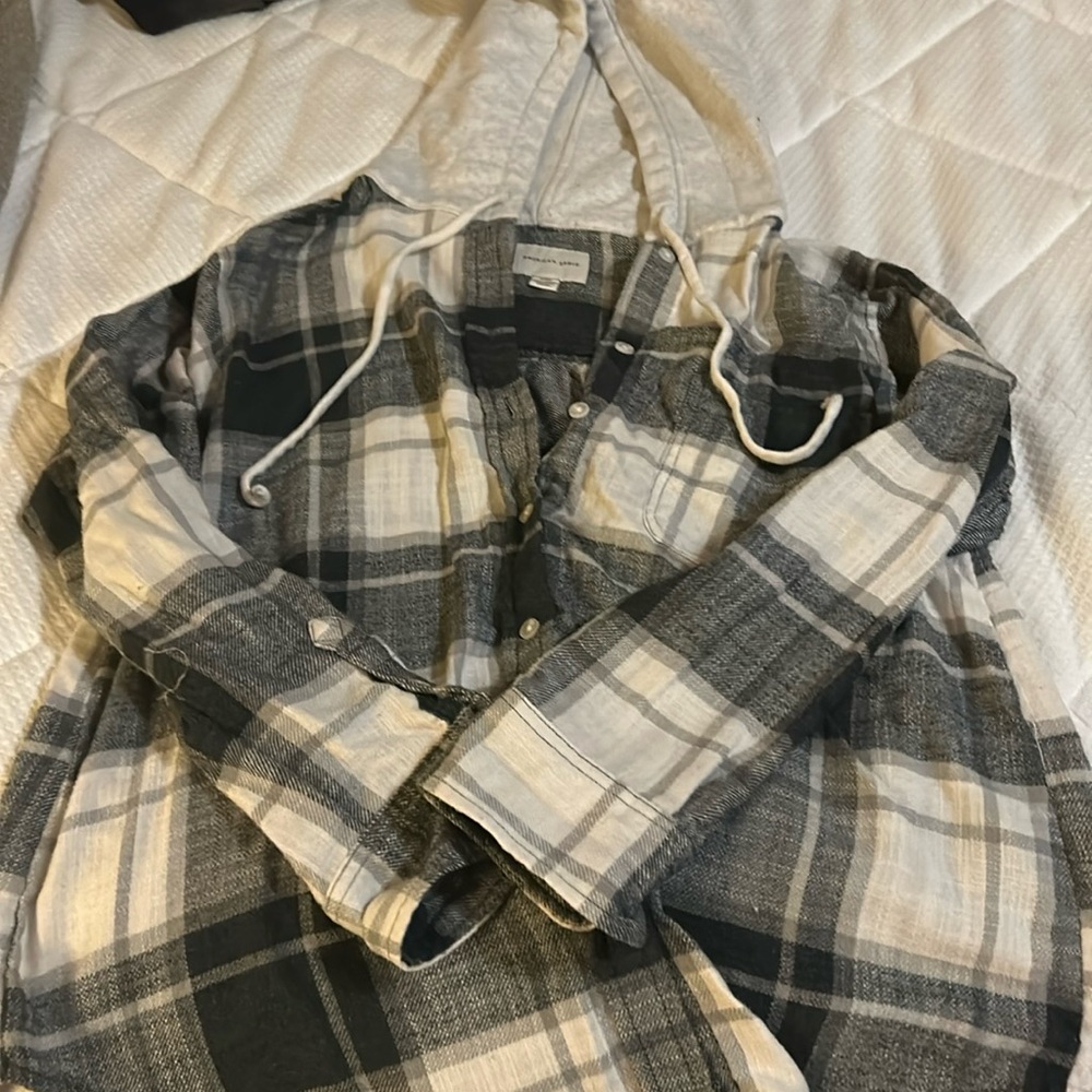 American Eagle flannel with hoodie.